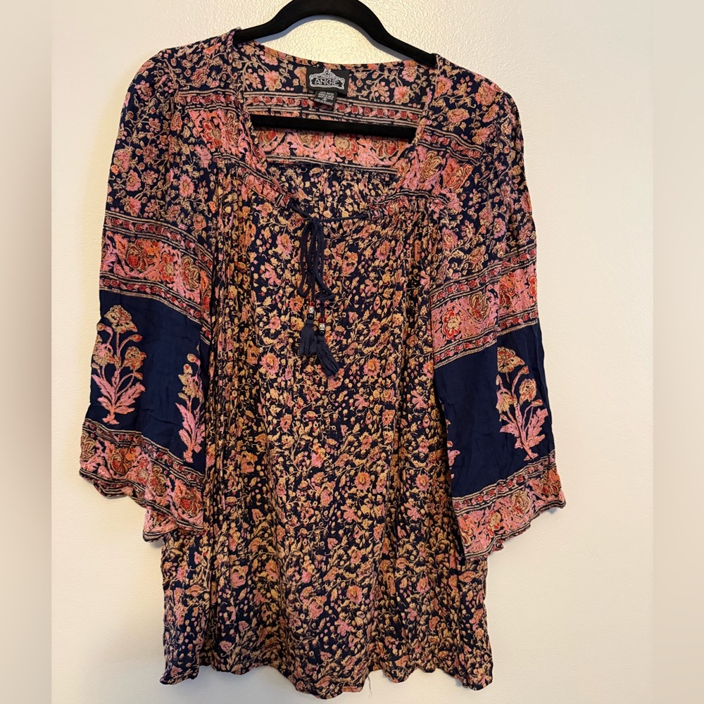 Angie Multicolor Floral Tunic Top